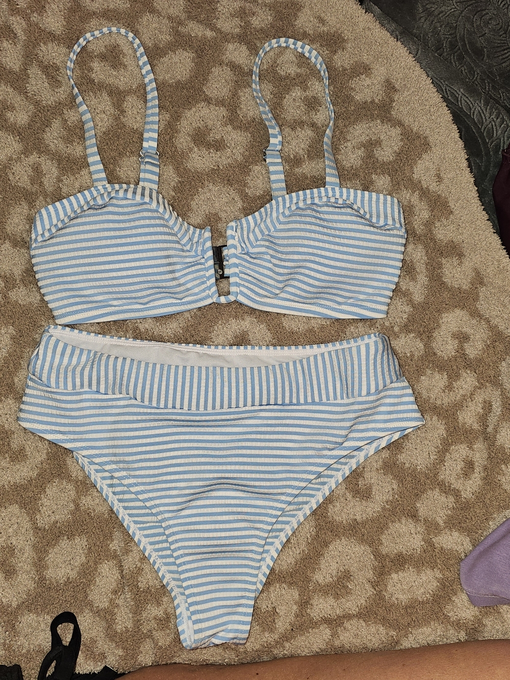 Blue & White Striped Bikini Set